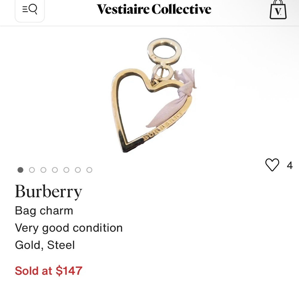BURBERRY Heart Shaped Bag Charm - Picture 9 of 9
